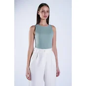 Trend Alacati Stili Ženska bluza bez rukava Alc-X13447, Okrugli izrez, Svetlozelena