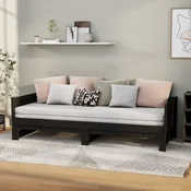 Dnevni ležaj na izvlacenje crni 2x(90x190) cm masivna borovina