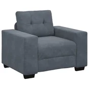 Vidaxl Kavč s foteljem temno siv 100x78x80 cm žamet