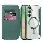 Etui SmartMag Book z Magsafe tehnologijo in RFID denarnico za Samsung Galaxy A57 - green