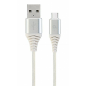 GEMBIRD USB Type-C kabl/ pleteni/ CC-USB2B-AMCM-2M-BW2/ 2m/ srebrna/bela