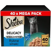 SHEBA Delicacy Fish Flavours - mokra hrana za mačke, 40×85 g