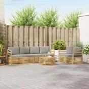 Set vanjskih sofa 7 pcs Bijela i svjetlosiva Poliester