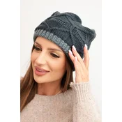 Kesi Womens winter hat made of wool with a woven pattern K443 graphite