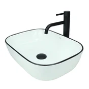 shumee GTM Design Aufsatzwaschbecken 46 cm - Glanz Modern Waschbecken ohne Hahnloch - Elegant Aufsatzwaschbecken Oval für Badezimmer und Gäste WC - nur Bad Waschbecken