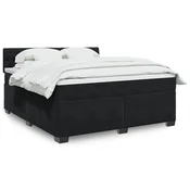 Box spring postelja z vzmetnico črna 180x200 cm žamet