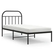 Greatstore Kovinski posteljni okvir z vzglavjem črn 90x200 cm