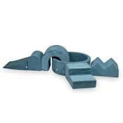 shumee Penasto igrišče z okroglim bazenom 90x30 Corduroy Blue + 5 elementov brez žogic
