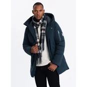 Ombre Mens long seasonal outdoor style jacket - navy blue