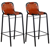 vidaXL Barski Stolček 2 kosa Pravo Usnje 46x45x94 cm