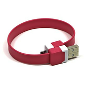 Logo Kabel USB (2.0), USB A moški - microUSB moški, 0,25 m, roza, blister, zapestnica, SELL