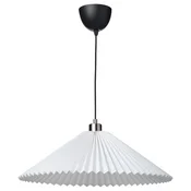 KUDDLAVA/SKAFTET Viseča svetilka, plisirano bela, 59 cm