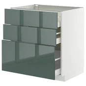 METOD / MAXIMERA Podni element s 3 fioke, bela/Kallarp tamna sivozelena visokog sjaja, 80x60 cm