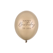 Lateks baloni Happy Birthday metallic cold gold, 6 kosov