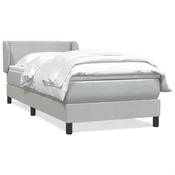 Vidaxl Box spring postelja z vzmetnico svetlo siv 90x220 cm žamet