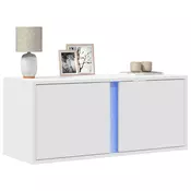 Zidni TV ormaric s LED svjetlima bijeli 80x31x35 cm