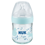 Staklena bočica NUK Nature Sense - Temperature control, Softer, 120 ml, plava