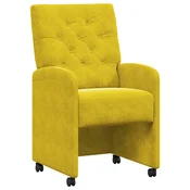 Vidaxl Jedilni stoli s kolesi 2 szt. Rumena 58 x 67 x 97 cm Žamet