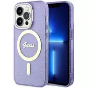 Guess Etui Guess Glitter Gold MagSafe na iPhone 14 Pro Max - purpurowe