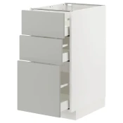 METOD / MAXIMERA Podni element s 3 fioke, bela/Havstorp svetlosiva, 40x60 cm