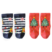 KOLY SOCKS Set novogodišnjih carapa za bebe 2/1 crveno-teget