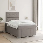 Vidaxl Postelja boxspring z vzmetnico Taupe 120 x 190 cm Blago