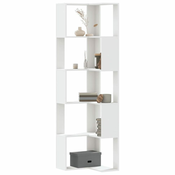 Kutni regal za knjige s 5 razine bijeli 50x50x179 cm drveni