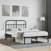 Greatstore Kovinski posteljni okvir z vzglavjem črn 120x200 cm