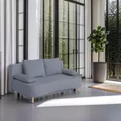 P & B ZOFA S POSTELJNO FUNKCIJO, temno siva tekstil, leseni material