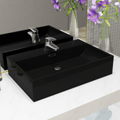 Umivaonik s otvorom za slavinu keramicki crni 60,5 x 42,5 x 14,5 cm
