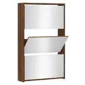 vidaXL vidaXL Omarica za čevlje z ogledalom 3-nadstropna hrast 63x17x102,5 cm, (20709785)