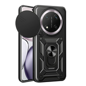 Oklepni ovitek MaX-Armor z obročem, kovinsko ploščico in zaščito zadnjih kamer za Honor Magic7 Lite - army black