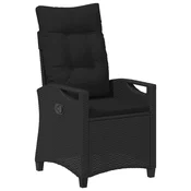 Vidaxl Ležeči vrtni stol Črna 56 x 60 x 112 cm poli ratan
