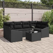 vidaXL Kavčna garnitura 7 kos Črna 234 x 123,5 x 85 cm poli ratan