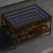 vidaXL Klubska mizica z neskončnimi LED dimljen hrast 70x50x38 cm
