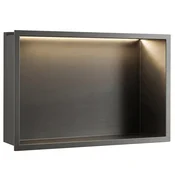 REA Vgradna polica z LED osvetlitvijo, titanovo temno siva, za vgradnjo 45x30x10 cm