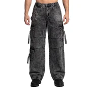 Moške jeans baggy hlače AFFLICTION - DECIMATION - washed sive - AWV30196-BK
