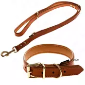 Kožna ogrlica i povodac Buffalo boje konjaka - Velicina ogrlice 55 + povodac 200 cm