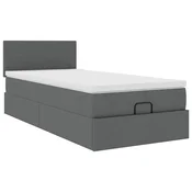 vidaXL vidaXL Otomanski posteljni okvir z vzmetnico siv 100x200 cm blago, (21608697)