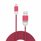 TelForceOne PANTONE KABEL MFI USB-A - LIGHTNING 1.5M, 2.4A, ROZA [GSM174229]
