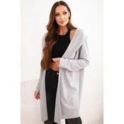 Kesi Womens cotton hoodie with an elongated front gray
