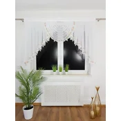 shumee Pripravljena zavesa 200x150 cm - tunel, lambrequin, zelena in roza gipura, oblika V
