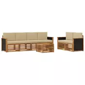 Set vanjskih sofa 7 pcs Prirodna i bež Cvrsto drvo akacije