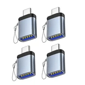 INF Adapter USB 3.0 na Type-C, paket 4 kosov z vrvico za vtičnico — OTG adapter iz aluminijeve zlitine, združljiv s Huawei, siv, (5000276525)
