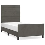 Vidaxl Posteljni okvir brez vzmetnice temno siv 90x200 cm žamet