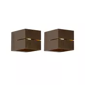 Set 2 Pametnih Stenskih Svetilk Temno Bronasta 9.7 cm Vklj. Wifi G9 - Transfer Groove