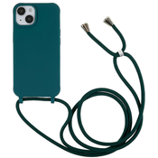 TPU gel ovitek Cordy za iPhone 14 Plus s priročno vrvico za prenašanje - zelen