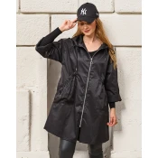 Resti Black womens coat jacket with hood- Clothing