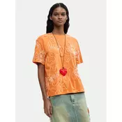 Desigual Majica  oranžna / bela