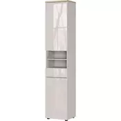 Kremno bela visoka/ozka kopalniška omarica v sijajnem dekorju 39x190 cm Tavira – Germania